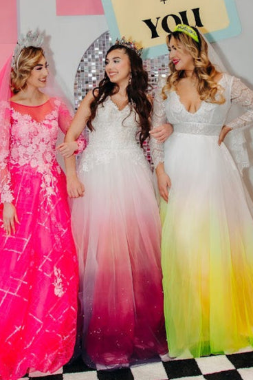 Pay What You Can Sale: Kelsey size 12 Ombre Dip Dyed lace V-neck A-line wedding dress