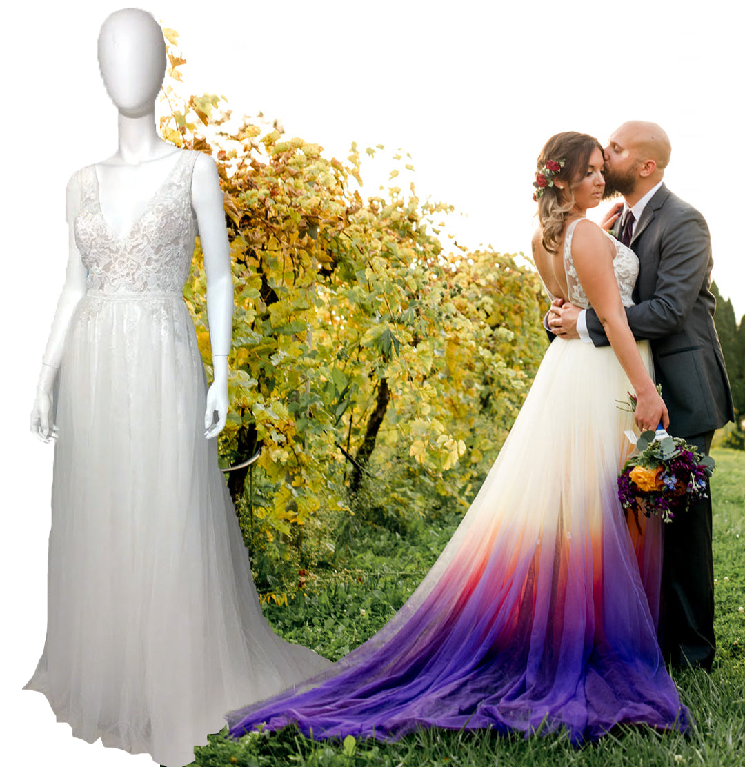 Sunset Ombre Dip Dyed Wedding Dresses Renegade Bridal Dye Lab